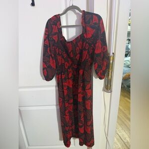 Target Red and Black Smocked Floral Dress XXL